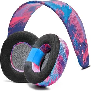 WC Earpad and Upgraded Silicone Headband Combo for Nova Pro Wireless Headphones | Cooling Gel Earpads & Matching Design Headband for Epic Gaming | Speed Racer