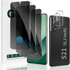 (3+2 Packs) Galaxy S21 Privacy Screen Protector and Camera Lens Protector, Full Coverage,9H Hardness,Scratch Resistant,Fingerprint Unlock Support,No bubbles for Galaxy S21 (6.2 Inches)