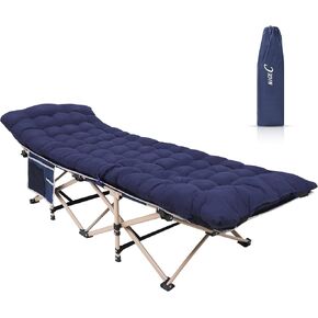 Nice C Camping Cots, Camping Cots with Mattress, for Adults, Folding Cot, with Pillow, Carry Bag & Storage Pocket, Extra Wide Sturdy, Holds Up to 500 Lbs (2, Heated Mattress Navy)