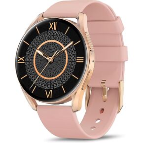Bebinca Smart Watch for Women with Call Function, 1.27'' Zinc Alloy Case, IP68 Waterproof Fitness Tracker with Pedometer, Sleep Monitor, SpO2 & Heart Rate, Compatible with iPhone & Android (Pink)