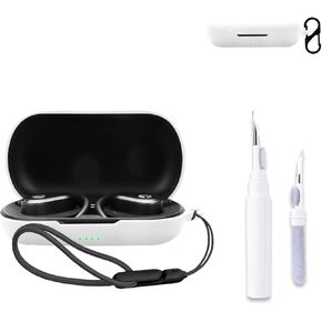 for Raycon RBO725 Open Earbuds Case Cover,NOUKAJU Earphone Protective Cover(with Carabiner + Lanyard + Cleaning Pen) Drop-Proof,Shock-Proof,Dust-Proof,Protective Case for Raycon Open Earbuds(White)