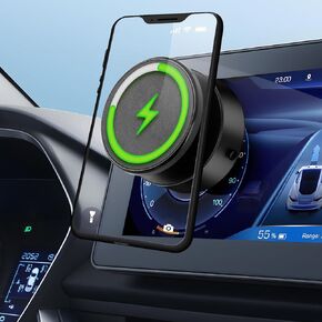 360° Rotatable Electric Vacuum Suction Cup Car Phone Holder,15W Wireless Charger Car Magnetic Phone Mount,Universal Car Phone Holder Compatible with Magsafe for iPhone 16/15/14/13/12/Pro & All Phones