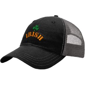 Richardson Trucker Mesh Hat Irish Flag Embroidery Cotton Dad Hats for Men & Women Snapback Black Charcoal