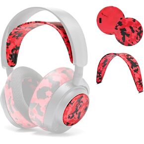 WC Arctis Nova Accessory Bundle Pack - Silicone Headband and Side Speaker Plate Upgrade for Arctis Nova Headsets by Wicked Cushions | Red Camo