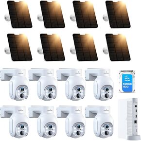 CAMCAMP Security Cameras Outdoor Wireless, Solar-Powered, 10CH Home Security Cameras System with 360° Pan & Tilt, Night Vision, Spotlight, 500GB Local Storage, No Subscription, 2.4G & 5G WiFi