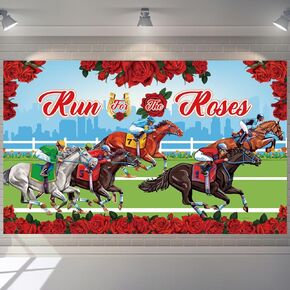 Kentucky Run for The Roses Backdrop - Kentucky Horse Derby Decorations Derby Day Background Banner Large Horse Racing Banner Decor Supplies Party Backdrop Indoor Outdoor(71 * 45 in)