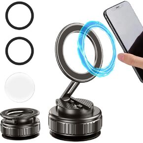 Vacuum Magnetic Phone Holder, Adsorption Car Magnetic Phones Mount, Foldable 360 ° Adjustable Suitable Stand for Most Cell Phones