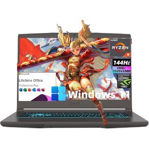 MSI Thin 15 Gaming Laptop - NVIDIA RTX 4060 8GB GDDR6 | AMD Ryzen 9 8945HS(Beat i9-13900H) | 15.6" 144 Hz IPS Display | Windows 11 Home, Office Pro Lifetime License | 32GB DDR5, 1TBSSD