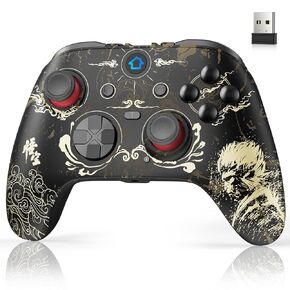 DIANVEN Wireless PC Controller, Hall Effect Controller, Enhanced Precision, Controllers for P/C Gaming, Compatible with PC/Steam/Switch/PS3,Golden