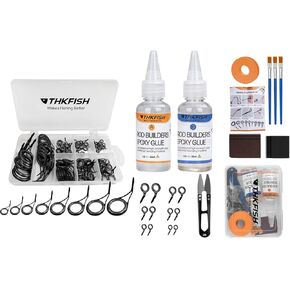 THKFISH Rod Repair Kit Rod Tip Repair Kit Ceramics Tips Stainless Steel Carbon Spinning Rod Guides Fishing Rod Repair Kit