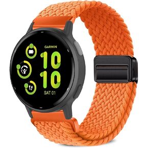 نطاقات مراقبة مضفر مغناطيسية متوافقة مع Garmin Vivoactive 6/Vivoactive 5/Vivoactive 3/Venu SQ 2/Venu Sq/Forerunner 165،20mm ، حزام نايلون الرياضي للنساء الرجال in Kuwait