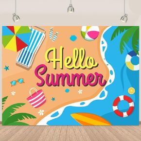 Summer Hawaiian Backdrop for Party Tropical Flower Beach Luau Backdrop for Photoshoot 7x5Ft Coconut Tree Hawaiian Photo Background Blue Ocean Sky Background for Luau Aloha Party Decoration Banner