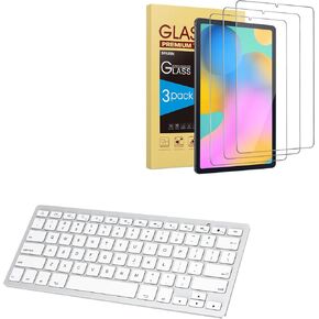 SPARIN 3 Pack Screen Protector for Samsung Galaxy Tab S6 Lite(2024/2022/2020) Bundle with Portable Keyboard for Samsung Tablet&Laptop&Phone-Grey