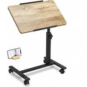 Over The Bed Table with Wheels Adjustable Height Bedside Table Rolling Desk Laptop Bed Table Overbed Desk - Black