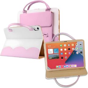 for iPad 10th Generation Case iPad Case 10th Generation 10.9 Inch for Kids Girls with Handle & Front Pocket Auto Sleep/Wake up(White Pink)