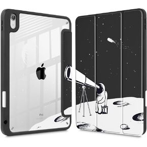 Tuiklol Case for iPad Air 11'' (M3 2025/M2 2024) 6th Gen/iPad Air 10.9'' 2022 2020 Air 5th /4th Gen, Buit in Pencil Holder with Shockproof Cover Clear Transparent Back Auto Wake/Sleep, Bow-Pink