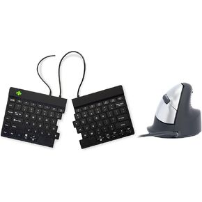 R-Go Vertical Ergonomic Mouse & Split Keyboard, Wired Vertical Mouse with Break Software, Prevention Mouse Arm - Black
