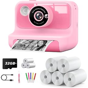 Kids Camera Instant Print, 2.4 Inch Screen Instant Cameras for Kids, Christmas Birthday Gifts Toys Camera for Toddler Girls Boys Age 3-12