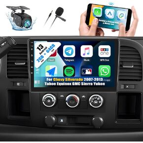 [2+64G] Android 13 Car Stereo for Chevy Silverado 2007-2013 Tahoe Equinox GMC Sierra Yukon with Carplay&Android Auto,10.1’’ Car Radio with Mirror Link,BT,FM/RDS,WiFi,GPS,SWC,USB+AHD Backup Camera