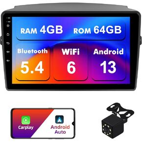 2+32G Android 13 Double Din Car Stereo for Toyota Sienna 2004-2010 with 9 Inch Touchscreen Radio Built-in Wireless Carplay/Android Auto/GPS/Bluetooth/FM/AUX-in/Steering Wheel Controls/Backup Camera