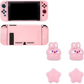 Switch Protective Case Cover with Cute Thumb Grips Caps