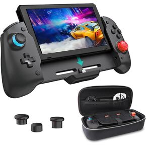 NexiGo Switch Accessories Holiday Bundle, Ergonomic Controller (Black) for Nintendo Switch with 6-Axis Gyro, Dual Motor Vibration, Game Storage Case with 10 Game Card Holders