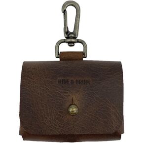 Hide & Drink, Airpods Pro Case Keychain Handmade from Full Grain Leather - Stylish, Cute, Protective, Convenient, Compact Carrier with Snap Hook - Perfect for Everyday Use or Travel - Bourbon Brown