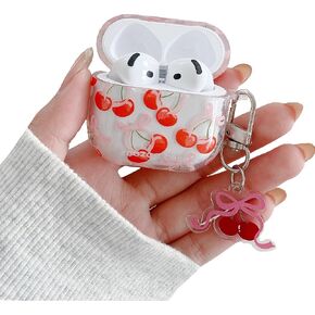 Jandm for AirPods Pro Case مع سلسلة المفاتيح ، وتصميم نمط القوس الوردي الناعم الصدمي