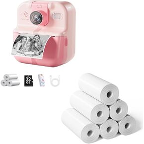 Kids Camera Instant Print, with Photos Papers 6 Rolls 2 Inch Thermal Printing White with Black