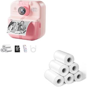 Kids Camera Instant Print, Instant Print Camera for Kids 6-8, with 6 Rolls Refill Sticker Paper