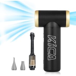 KiCA Jetfan 2.0 Electric Air Duster+Vacuum Accessory Combo for Computer/Keyboard/House Cleaning/Camera Lens/Camping/BBQ/Car/Barbershop,100000RPM,Two Nozzle/Long Battery,Air Can Substitute Tool-Red
