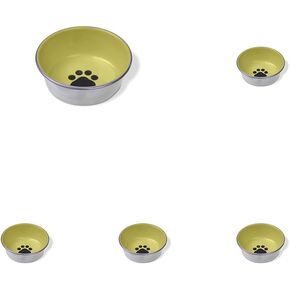 Van Ness Pets Small Stainless Steel Dog Bowl, 24 OZ, Pawprint Decoration