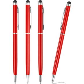 PATIKIL Ballpoint Pen with Stylus Tip, 4Pcs 2 in 1 Slim Metal Black Ink 1.0mm Medium Point Stylus Pen for Touch Screens Office Desk, Pink