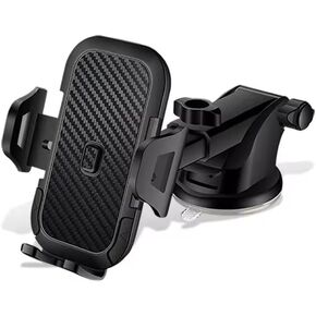 Car Phone Mount Holder with Suction Cup and Air Vent Clip, Shockproof Design, Black