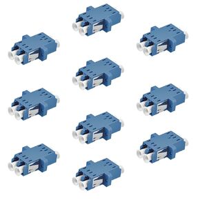10-Pack LC Fiber Optic Adapter - LC to LC Duplex Singlemode Coupler - Blue