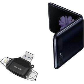 BoxWave Smart Gadget Compatible with Samsung Galaxy Z Flip - AllReader SD Card Reader, microSD Card Reader SD Compact USB - Jet Black