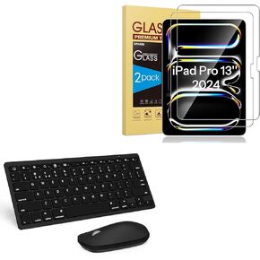 SPARIN 2 Pack Screen Protector & Bluetooth Keyboard Mouse Combo for iPad Pro 13 inch M4-Black