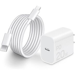 شاحن iPhone 16E ، 20W USB C كابل الشاحن السريع لـ iPhone 16/15 ، 16 15 PRO MAX ، 16 15 PLUS ، USB C إلى USB-C CORD لـ iPad 10th Gen ، iPad Pro 12.9 ، iPad Air 5th Charger Cord ، Charging Block