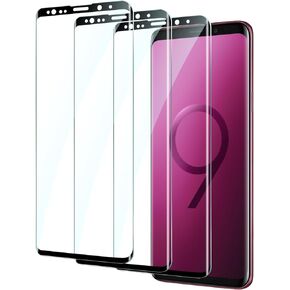 3 حزمة لوقاية شاشة Samsung Galaxy S9 الزجاج المقسّر ، فيلم حماية ثلاثي الأبعاد 9H صلابة ، مقاومة للخدش ، ودية للحالة