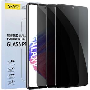 3 حزمة حزمة شاشة شاشة Samsung Galaxy A53 ، HD Clear Clear Glass Glass ، Anti Spy ، Anti Vcratch ، 9H صلابة ، حساسة اللمس ، خالية من الفقاعات