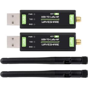 Waveshare 2PCS USB to LoRa Data Transfer Module, Based On SX1262, Suitable for Data Acquisition in Industry and Agriculture-TCXO Crystal oscillator-2PCS Version