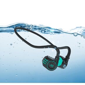Swimming Bone Conduction Headphones, IP68 Waterproof Built-in MP3 Player 32G Memory, Underwater Swimming Headphone, Wireless Open Earphones Bluetooth 5.3 for Running, Cycling (Black)