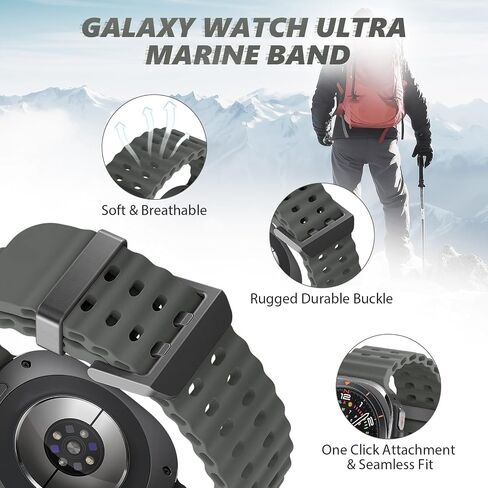 Marine Silicone Band for Samsung Galaxy Watch Ultra Bands 47mm Men/Women,No Gap Waterproof Soft Sport Strap Compatible with Samsung Watch Ultra Band for Men/Women Breathable Replacement Correa Reloj in Saudi Arabia