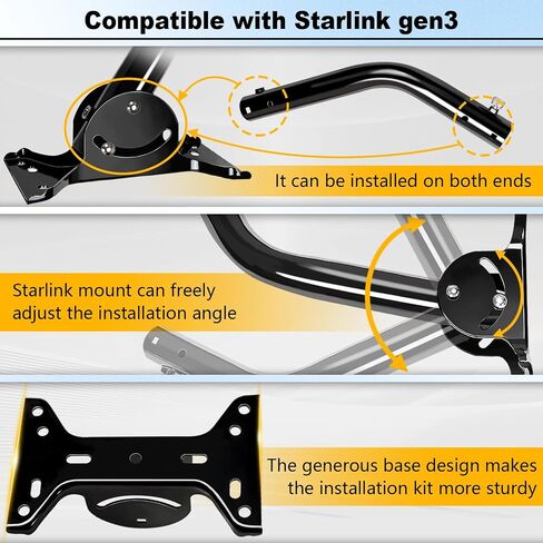 Adjustable Starlink Gen 3 Roof Mount, Ybervont Starlink Mounting Kit Gen 3 for Starlink Internet Kit Satellite, Stainless Steel Heavy Duty Pivot Starlink Pole Mount with Starlink Gen 3 Pipe Adapter in Saudi Arabia