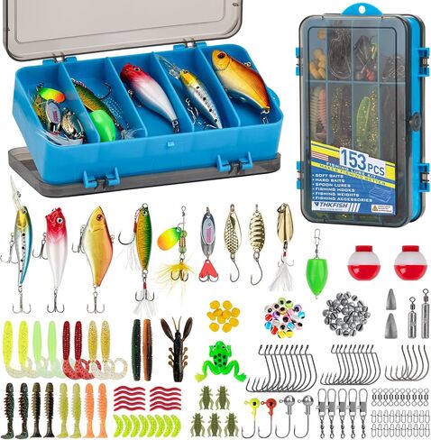 طقم Thkfish Fishing Fishing ، طقم معدات صيد الجهير لصندوق معالجة المياه العذبة مع معالجة شملت الطعوم Topwater ، Swimbaits ، Frog ، in Kuwait