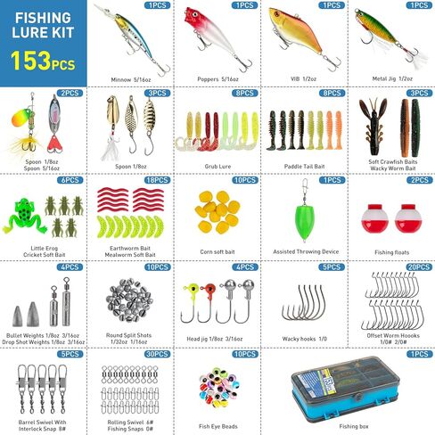 طقم Thkfish Fishing Fishing ، طقم معدات صيد الجهير لصندوق معالجة المياه العذبة مع معالجة شملت الطعوم Topwater ، Swimbaits ، Frog ، in Kuwait
