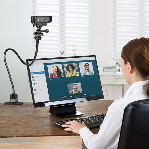 Cell Phone Stand Webcam Stand Phone Holder with Universal 1/4 Inch Screws Flexible Arm 360 Desk Bed Gooseneck Mount Stand for Cell Phone (Black) in Saudi Arabia