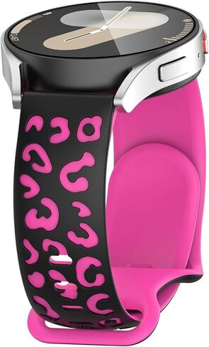 Leopard Engraved Bands Compatible with Samsung Galaxy Watch 7/6/5/4/40mm 44mm Band,Galaxy Watch 3/5 Pro 45mm,Active 2 Band,20mm Soft Silicone Replacement Sport Strap for Women in Saudi Arabia