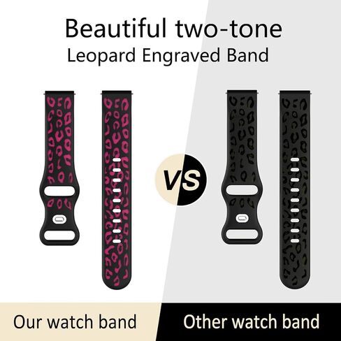 Leopard Engraved Bands Compatible with Samsung Galaxy Watch 7/6/5/4/40mm 44mm Band,Galaxy Watch 3/5 Pro 45mm,Active 2 Band,20mm Soft Silicone Replacement Sport Strap for Women in Saudi Arabia