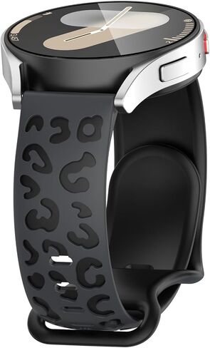 Leopard Engraved Bands Compatible with Samsung Galaxy Watch 7/6/5/4/40mm 44mm Band,Galaxy Watch 3/5 Pro 45mm,Active 2 Band,20mm Soft Silicone Replacement Sport Strap for Women in Saudi Arabia